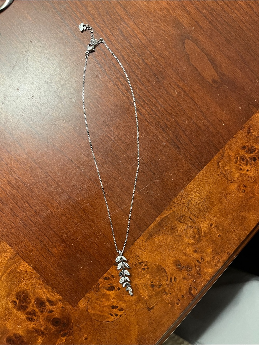 Swarovski Silver Leaf Drop Necklace with crystals